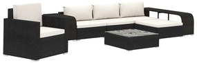 46823 vidaXL Set mobilier de grădină cu perne, 8 piese, negru, poliratan