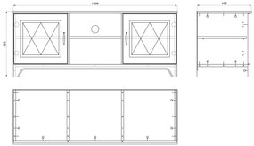 Mobilier dulap de perete PROVENZA Stejar Piatră/Alb Mat - COMODĂ TV VITRINĂ COMODĂ/BAR PENTRU LIVING RETRO