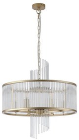 Candelabru modern metal auriu, tije din sticla Lara