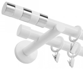 Galerie dubla CILINDRU INOX PICIOR UNIVERSAL ,prindere perete 19/19 ALB (Alege marime: 120 cm)