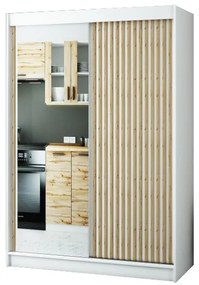 Dulap de haine 150 cm Ladonna 2 (alb mat) (cu oglindă). 1045706