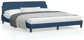 373231 vidaXL Cadru de pat cu tăblie, albastru, 180x200 cm, textil