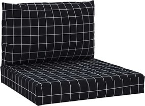 vidaXL Perne pentru paleți, 2 buc, negru, model carouri, textil oxford
