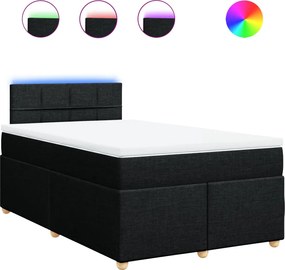 vidaXL Pat box spring cu saltea, negru, 120x190 cm, catifea