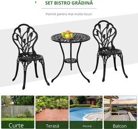 Outsunny Set de Gradina 3 Piese din Aluminiu, Set Exterior