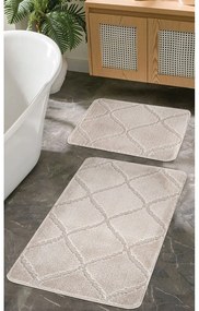 Covorașe de baie maro deschis 2 buc. 50x80 cm Cizgili – Foutastic