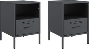 vidaXL Noptiere, 2 buc., antracit, 36x39x50,5 cm, oțel