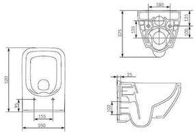 Set vas WC suspendat Cersanit, Crea, cu capac Soft-Close si Easy Off inclus