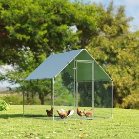 PawHut Coteț pentru Găini de Exterior, 2x2x2m 4 m² Țarc pentru Găini din Oțel Galvanizat cu Acoperiș Impermeabil Anti-UV și Încuietoare, Adăpost pentru 4-6 Găini, Animale Mici, Iepuri și Rațe | Aosom Romania