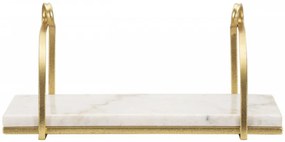 Noptiera aurie/Carrara alb din metal si marmura, 40x16x18 cm, Marble Mauro Ferretti