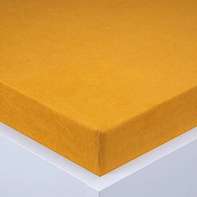 decoDoma Cearşaf cu elastic frotir EXCLUSIVE muştar 90 x 200 cm