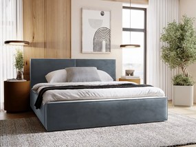 Pat matrimonial 140 cm Sekozzo (Gri închis) (cu somieră) (cu sp. depozitare). Promo -17%. 1104191