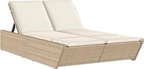 vidaXL Șezlong dublu cu perne, bej, poliratan