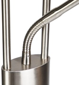 Lampă de podea modernă din oțel și sticlă, inclusiv LED cu braț de citit - Divine