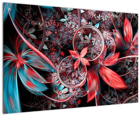 Tablou abstract cu flori exotice (90x60 cm)