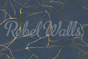 Fototapet, Gold Swirl, Dark Blue, Rebel Walls