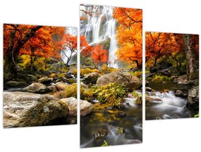 Tablou - Cascade în peisaj de toamnă, portocaliu (90x60 cm)