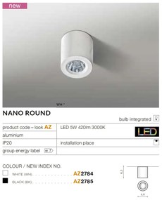 Mini Spot LED aplicat tavan/plafon NANO ROUND alb