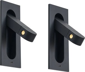 Set de 2 Aplice Moderne Negre Incl. LED și Port USB-C - Hilton