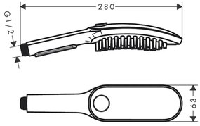 Para de dus, Hansgrohe, DogShower Select 150, 3 tipuri de jet, alb mat