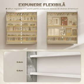 HOMCOM Dulap Tip Vitrină de Expoziție cu Rafturi Reglabile, Montată pe Perete, Negru | Aosom Romania