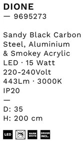 Lustra cu 3 pendule LED, Metal, Negru, Acrilic, DIONE