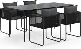 vidaXL Set de servit masa pentru grădină, 5 piese, negru