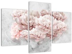 Tablou - Flori roz pe perete (90x60 cm)