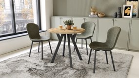 Mazzoni ALMO 80 Stejar Artisan/picioare negre - MASĂ ROTUNDĂ CU PICIOARE Y LOFT/INDUSTRIAL PENTRU BUCĂTĂRIE LIVING SAU SUFRAGERIE