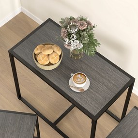 HOMCOM Set bar 3 piese, 2 scaune, 1 masă, 90 cm x 47 cm x 76 cm, Gri | Aosom Romania