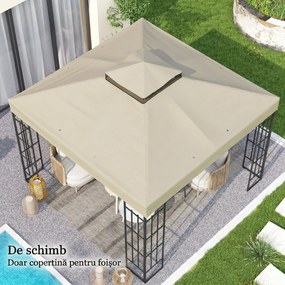 Outsunny Înveliș de Înlocuire pentru Pergolă de Grădină cu Două Niveluri și Orificii de Drenaj, 300x300 cm, Alb Crem | Aosom Romania