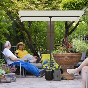 Outsunny Umbrelă de soare 180 de grade rotativă, înălțime reglabilă, umbrelă de grădină cu stâlp de aluminiu 150x205 cm Bej | Aosom Romania