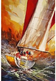 Tablou pictat manual Boats at sea 120 x 80 cm