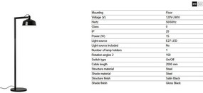 Lampadar de podea metal TATAWIN negru