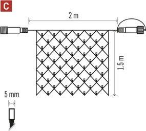 Instalație LED de Crăciun de exterior 160xLED/2x1,5m IP44 alb cald