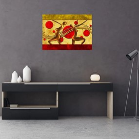 Tablou pe sticlă abstract cu două femei (70x50 cm)