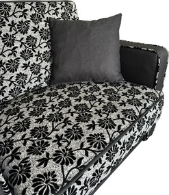 Fotoliu SAMY NEXT extensibil, cu lada de depozitare, stofa gri cu negru , cadru metalic, 103x100x92 Stofa, Gri + Negru