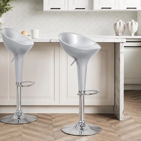Scaun de bar Argintiu ABS 105 - Modern, Reglabil, Lucios