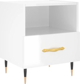 vidaXL Noptieră, alb extralucios, 40x35x47,5 cm, lemn compozit