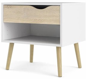 Noptiera alba cu decor stejar sonoma OSLO 75394