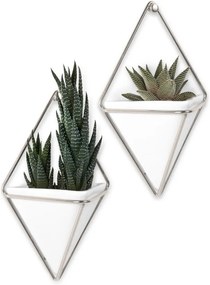 Set 2 ghivece suspendate din ceramică și cadru argintiu Umbra Trigg