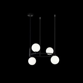 Lustra design modern cu 4 surse de lumina Ring neagra MYMOD013PL-04B