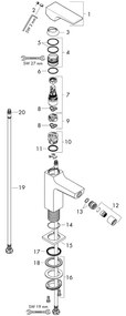 Baterie bideu cu ventil click-clack, Hansgrohe, Metropol, crom