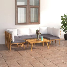 3087024 vidaXL Set mobilier de grădină cu perne, 7 piese, lemn masiv acacia