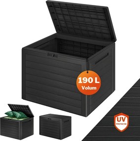 Cutie de depozitare WOODEBOX, 190L, 78x44x55cm, antracit Prosperplast