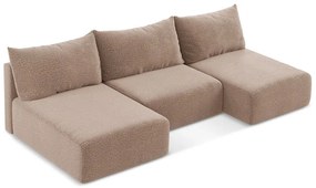 Colțar maro deschis extensibil/cu spațiu de depozitare Kalena – Makamii