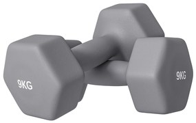 SPORTNOW Set 2 Greutăți Hexagonale, Gantere cu Prindere Antiderapantă pentru Antrenament de Fitness Acasă, 27x10x10 cm, Gri | Aosom Romania