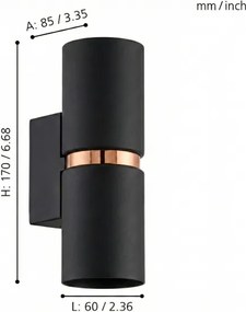 Eglo 95371 - Aplică LED de perete PASSA, 2x GU10-LED/4W/230V