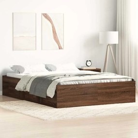 vidaXL Cadru de pat dublu, stejar maro, 135x190 cm