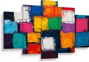 Tablou - Pictură cu pătrate colorate (150x105 cm)